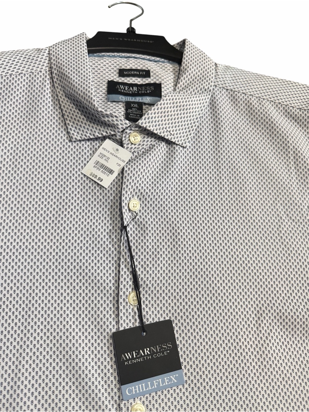 Awearness Kenneth Cole Men's XXL Modern Fit Geometric Button Down Shirt